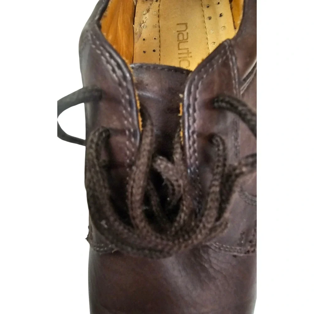 Nautica Mens Brown Leather Lace Up Lug Sole Oxford Shoes Size 8M A01‎ 5-7